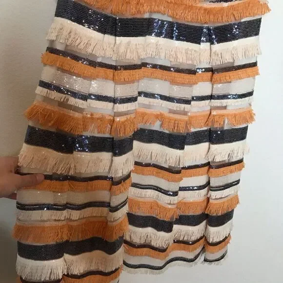 Eva mendes fringe sequin fit‎ and flare dress - Picture 3 of 8